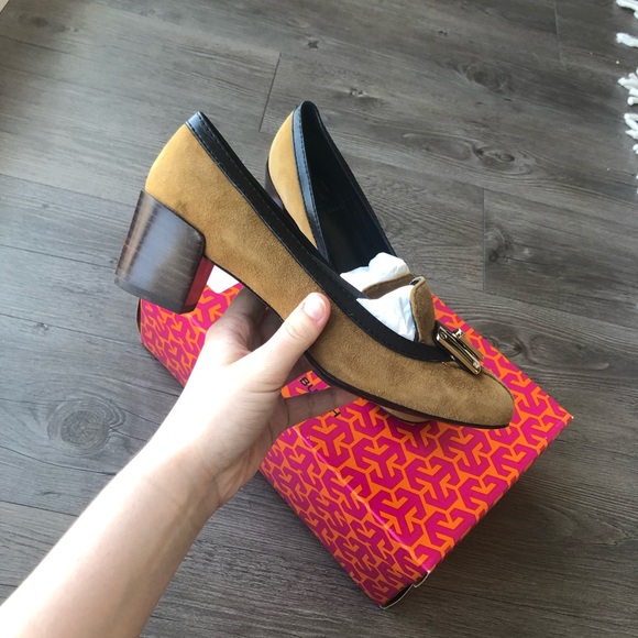 Tory Burch | Brown Suede Howie Mid Block Heels - Picture 3 of 5